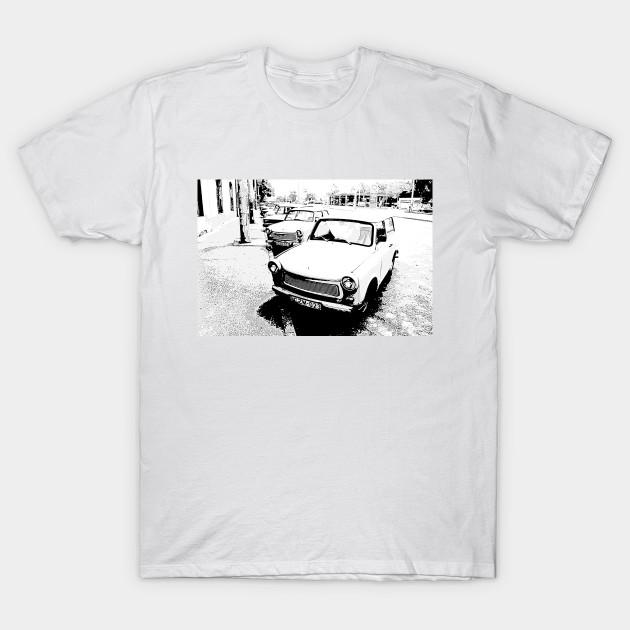 

Men Black Print T-shirt Trabant In Budapest No-Cut Transfer Paper Print Cotton Tshirt 4XL білий