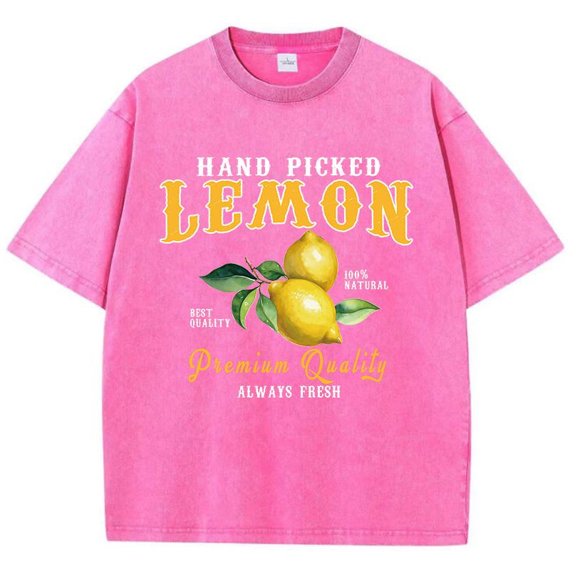 Summer Lemon Washed TShirts Womens Cotton Oversized ONeck T Shirts Fresh Fruit Prints Tops Casual Short Sleeve Woman Clothes