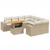 Vidaxl 9-Cz. Garden Furniture Set With Cushions, Beige, Poly Rattan