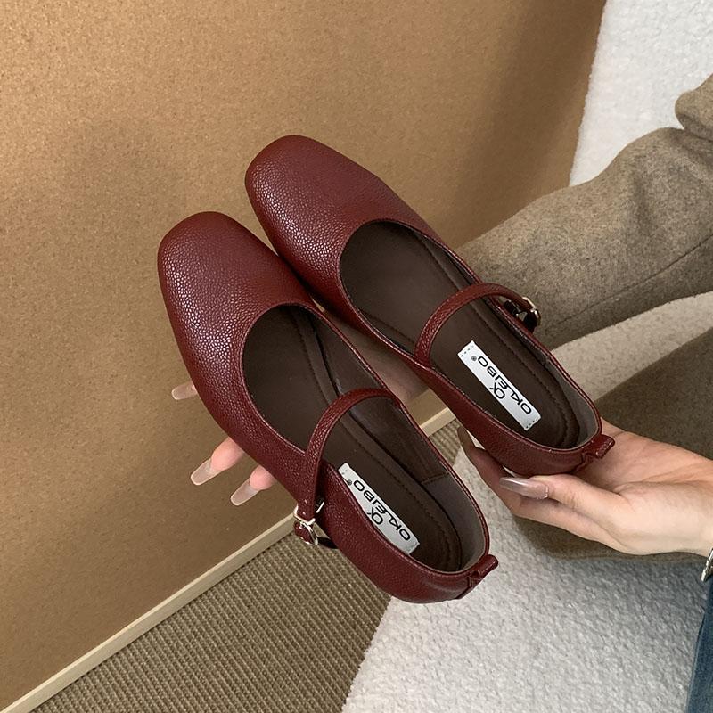 Fashion Fashion Round Toe Female Buckle Strap Ladies Mary Janes Shoes Shallow Women Flats Shoes With Height Increasing Footwear