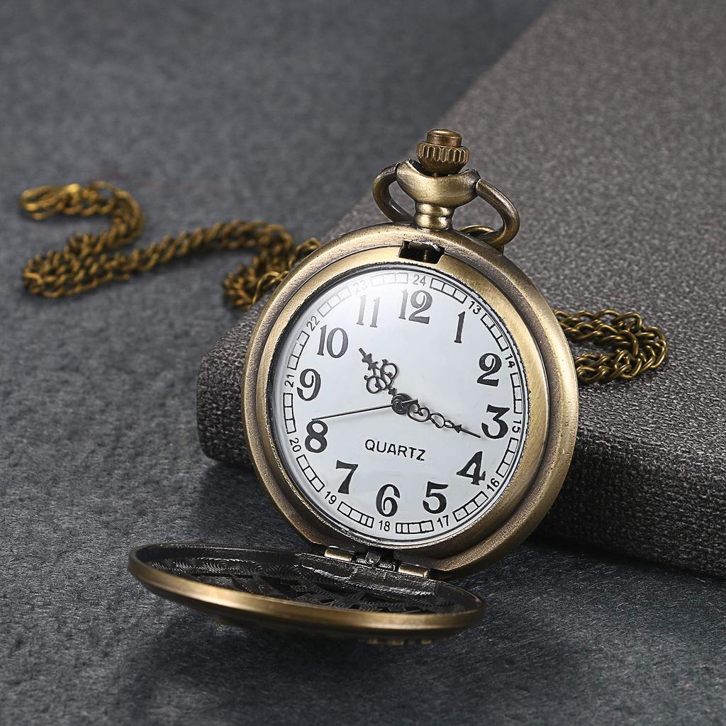 Lancardo Pocket Watch Retro Necklace Pocket Watch Analog Gear Quartz Men's