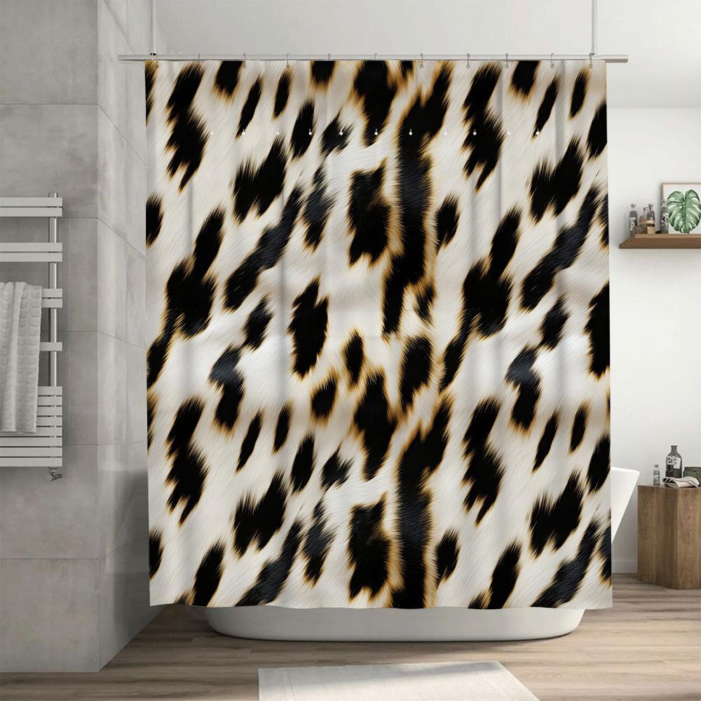 Animal Print Shower Curtain Black White Faux Fur Pattern For Bathroom Decor 72 X 72 Inches Modern Design Home Accessories