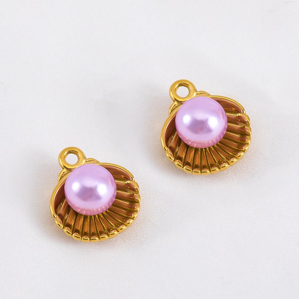 2pcs Stainless Steel Enamel Butterfly Pendants Crystal Bead Imitation Pearl Shell Heart Charm DIY Trendy Necklace Jewelry Making