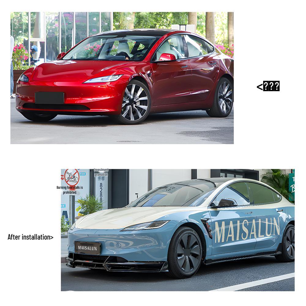 Glossy Black Front Lip for 2024+ Tesla Model 3 Fighter Edition, High Quality.