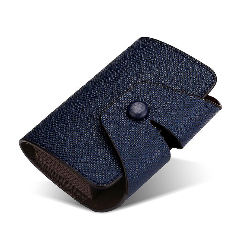 Stylish Multi-functional Cross-Grain Card Holder with Buckle for Coins and IDs