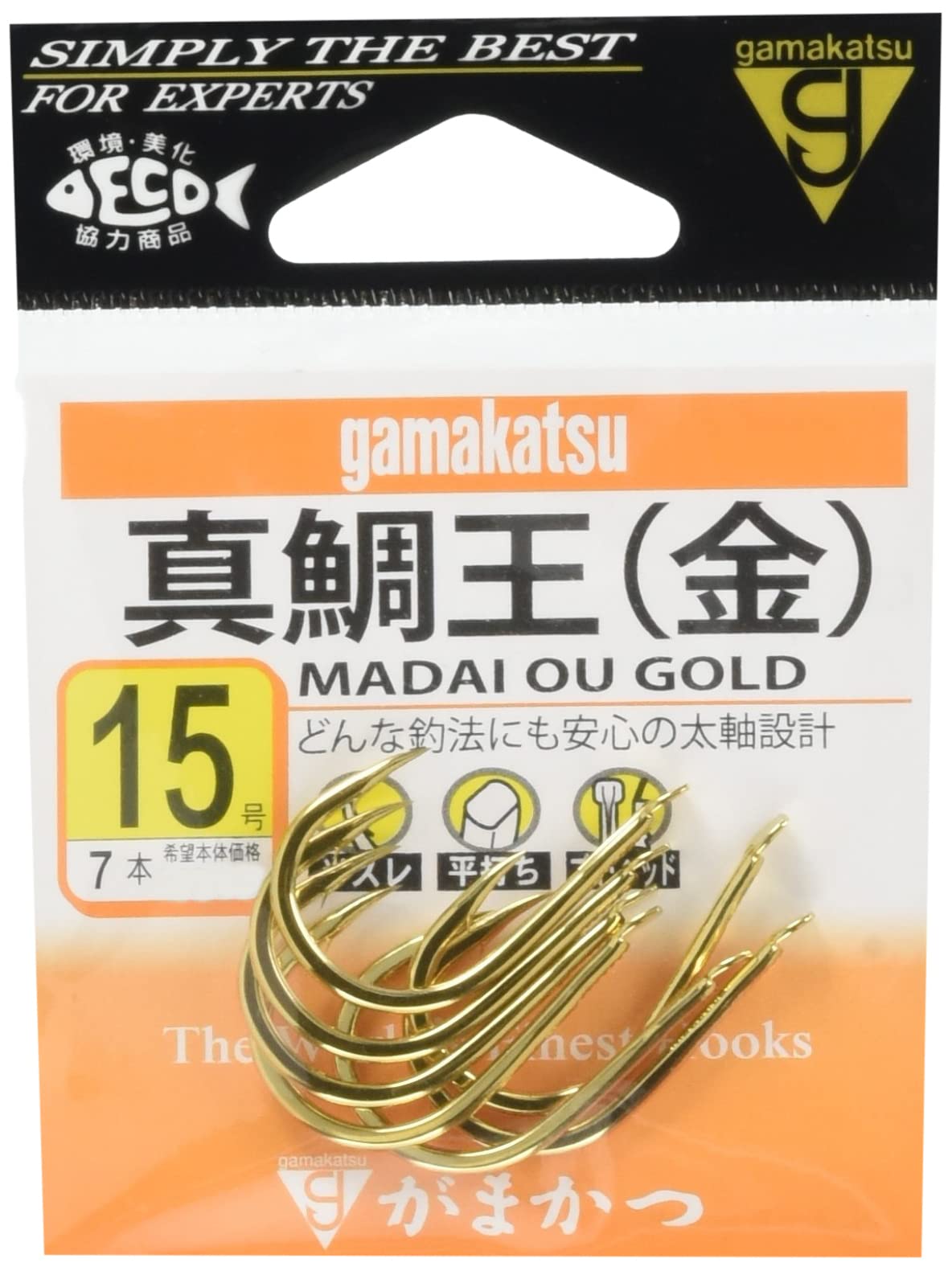 Gamakatsu Red Sea Bream King Hook Gold No. 15 Рыболовный крючок No. 15