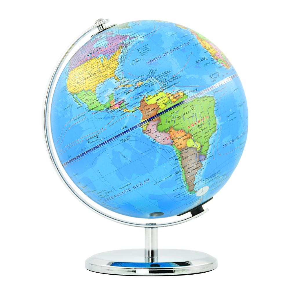 360 Degree Rotating Desktop Toy World Globe Blue Administrative Globe for Desk Decoration Boy Kids Gifts Education Tools