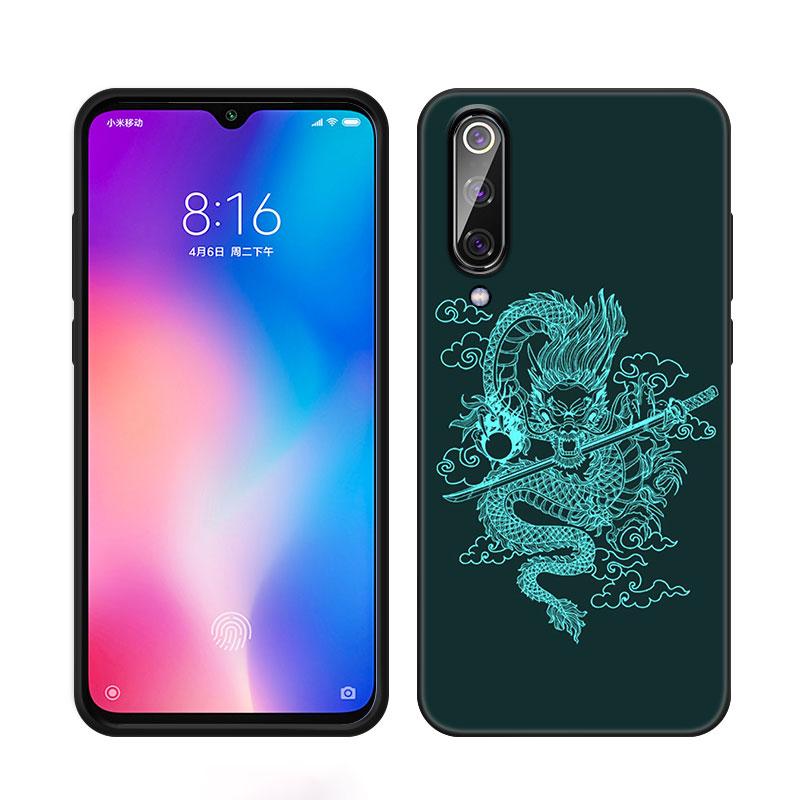 Blume Drachen Telefon Fall Für Xiaomi Mi A2 8 9 SE Hinweis 10 10T 11 12 Lite 9T 11T 12S 12T Pro A3 6X 12X Weiche TPU Schwarz Abdeckung