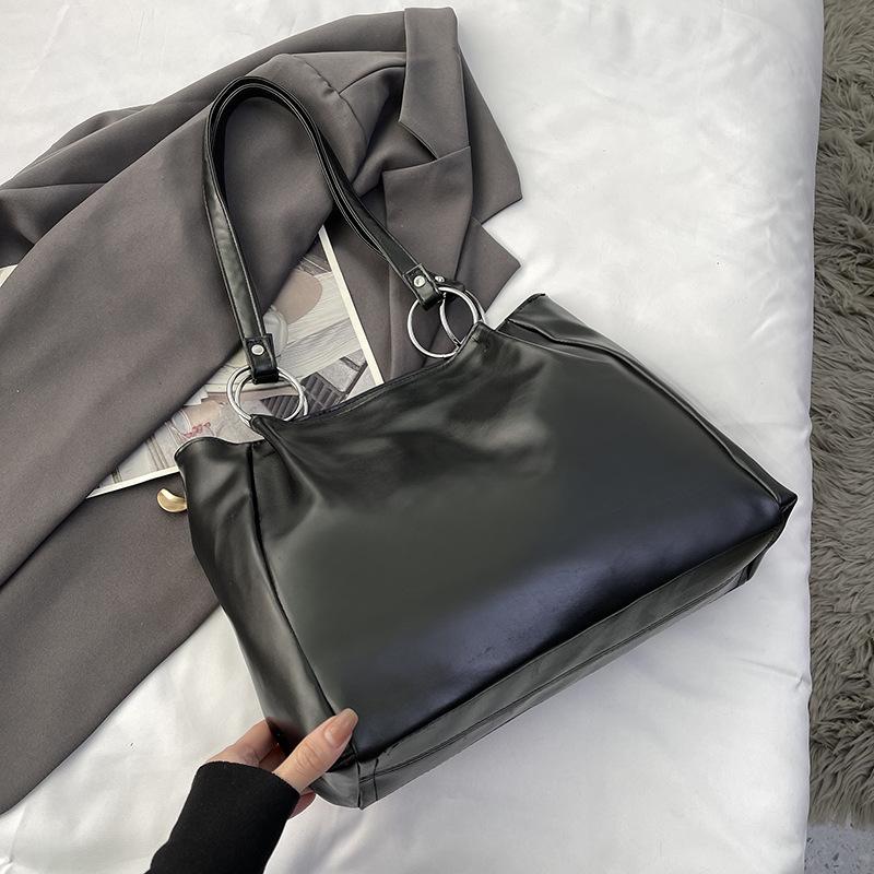 Borsa a tracolla quadrata con fibbia magnetica tinta unita da donna, per il tempo libero, in PU, con tracolla inclinata, grande capacità