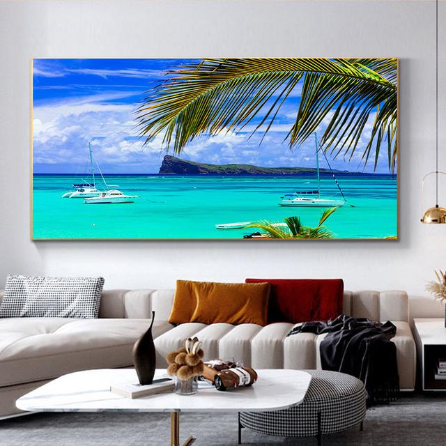 

Пейзаж, пляжный мост, пальма, закат, холст, живопись, постеры и принты, настенные художественные фотографии, домашний декор для гостиной, без рамки 40cm×80cm NoFrame