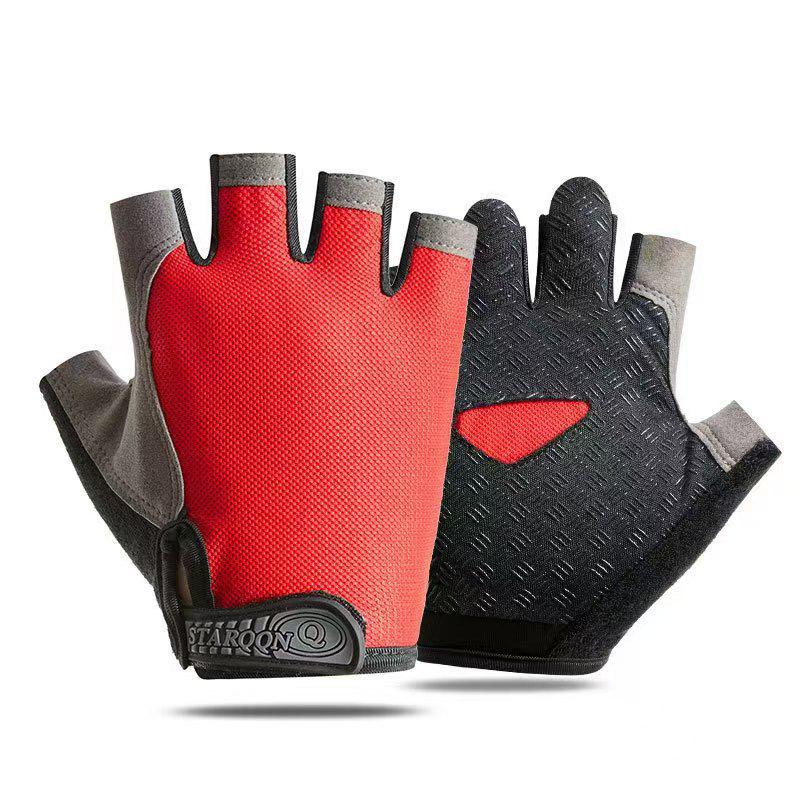Cross-Border Non-Slip Breathable Cycling Gloves with Thick Palm Pad - Silicone, Half-Finger, for Outdoor Summer Fitness