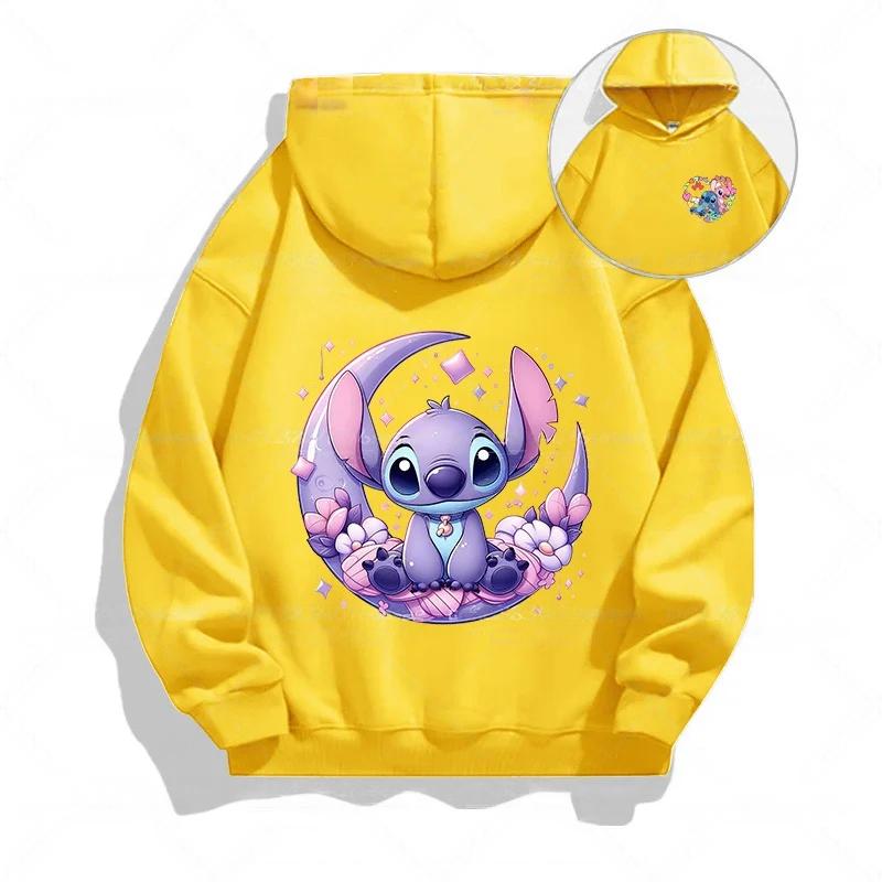 Autumn Disney Cool Stitch Print Children's Hoodies Fashion Casual Boys Girls Long Sleeved Sweatshirts Tops Kids Pullover