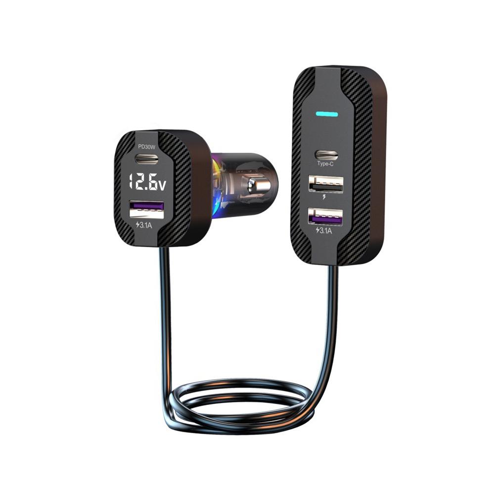 

Автомобильное зарядное устройство PD 30 Вт, универсальное, спереди и сзади, с удлинительным кабелем 1,5 м, 5-портовый выходной адаптер для прикуривателя #468741 YQ7