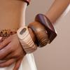 Round Wooden Bracelet Wide Geometric Bangles New Wooden Bangles  Gifts