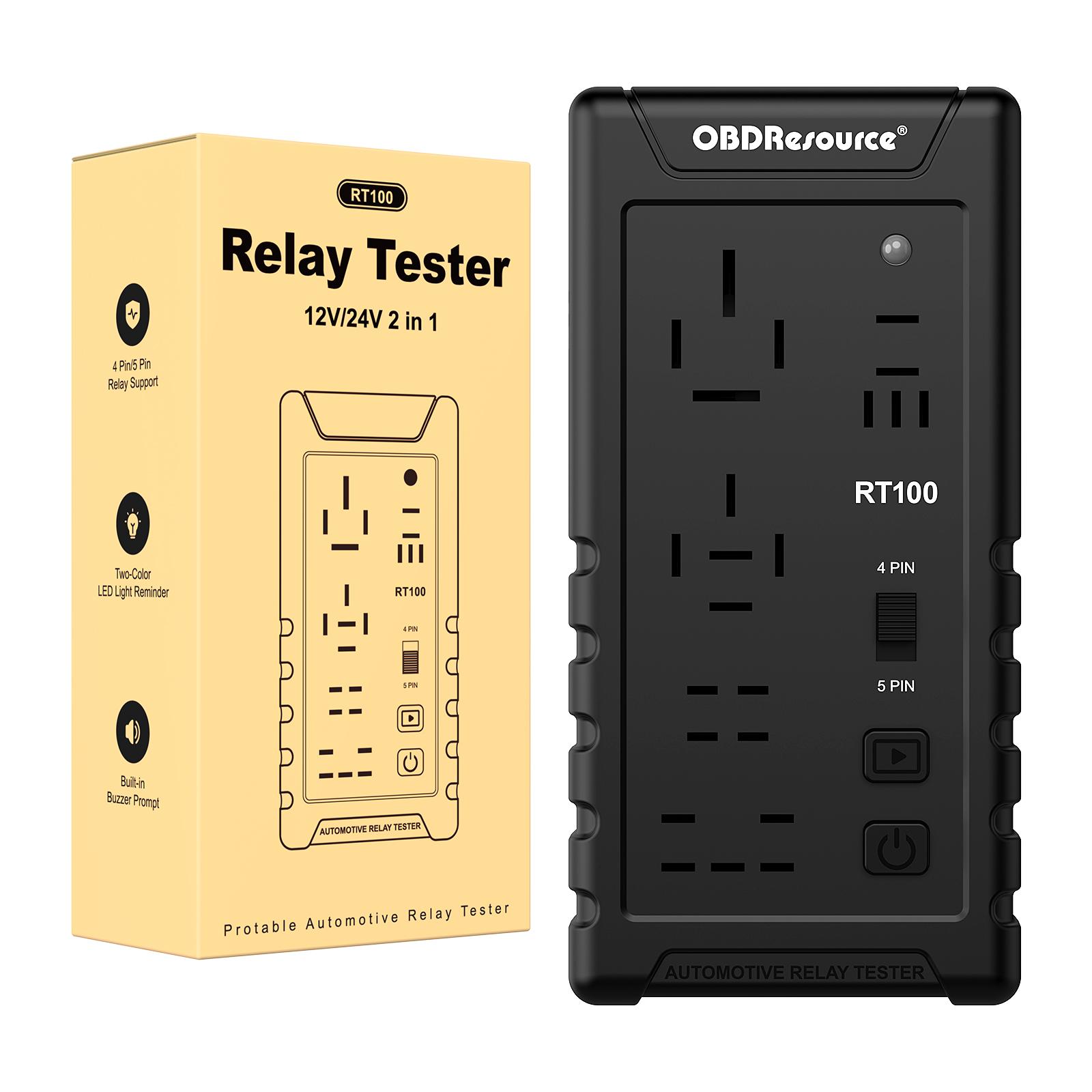 

12V 24V Automotive Relay Tester RT100 RT100 4Pin 5Pin Super Relay Tester Diagnostic Tool Automotive Accessories Supports 5 types RT100