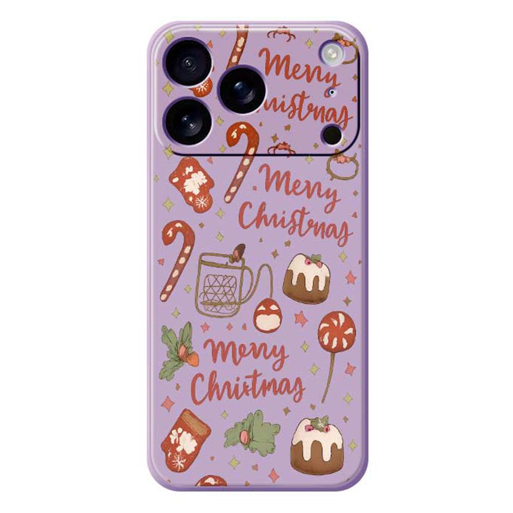 For iPhone 17 Pro Case Merry Christmas Pattern Printing Straight Edge TPU Phone Back Cover