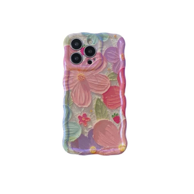 Advanced Korean Oil Painting Soft TPU Phone Case for Apple for iPhone 15 14 13 12 16promax Twist Featuring Beautiful Flowers