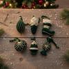 Christmas Tree Decorations Set of 6 with Flocked Texture Ornaments Designed for Window Display and Festive Seasonal Arrangements