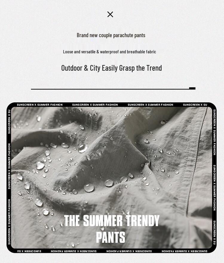 Wassup Sohot Męskie Retro Amerykańskie Spodnie Cargo Parachute Casual