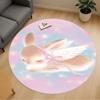 1pc Angel Bunny Round Chair Mat Area Rug - Non-Slip, Floor Mat for Office, Bedroom, and Indoor Decor C1125058
