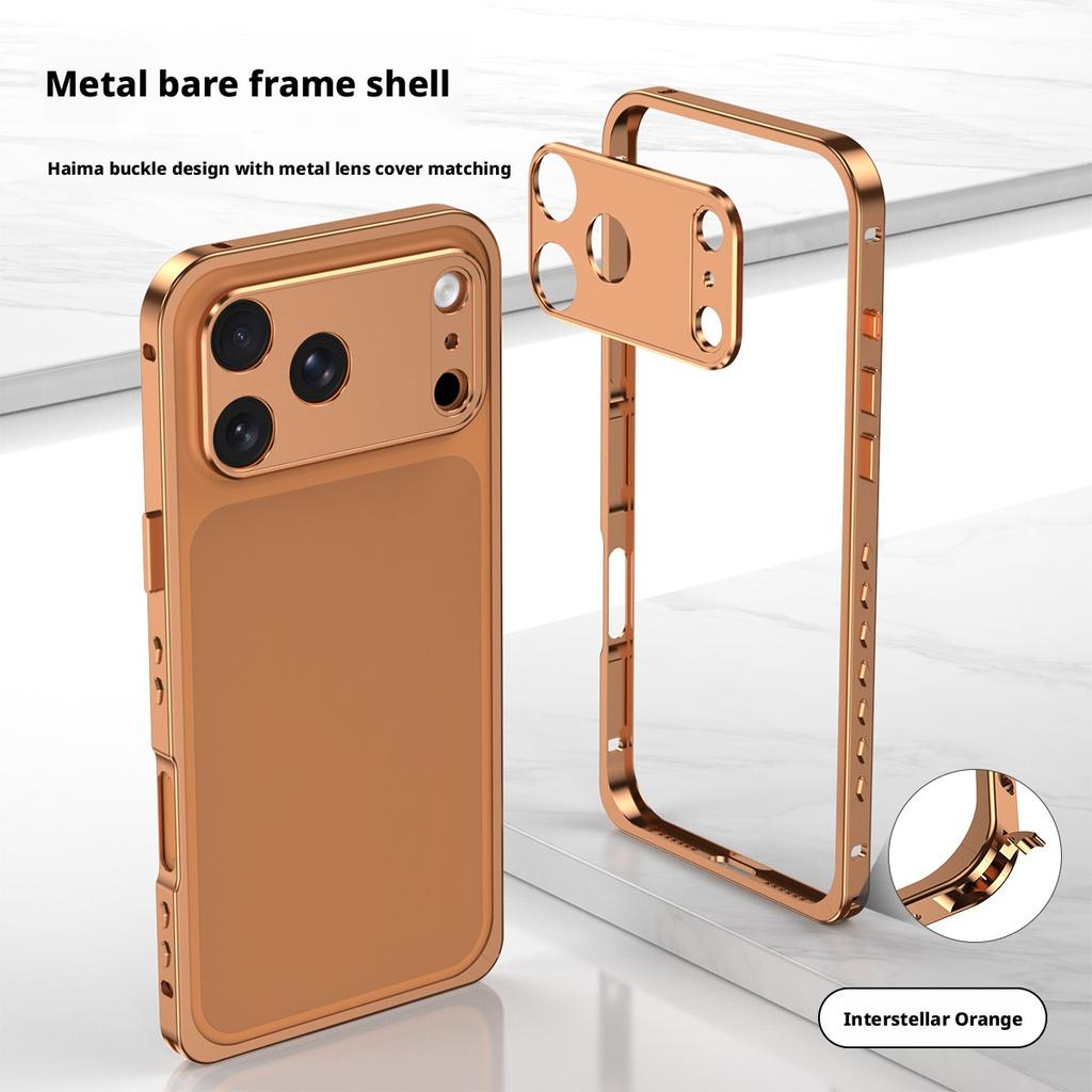 Best Selling Products Aluminum Metal Frame Phone Case for iPhone 17 Pro Max Mobile Accessories Lens Protective Orange Antishock