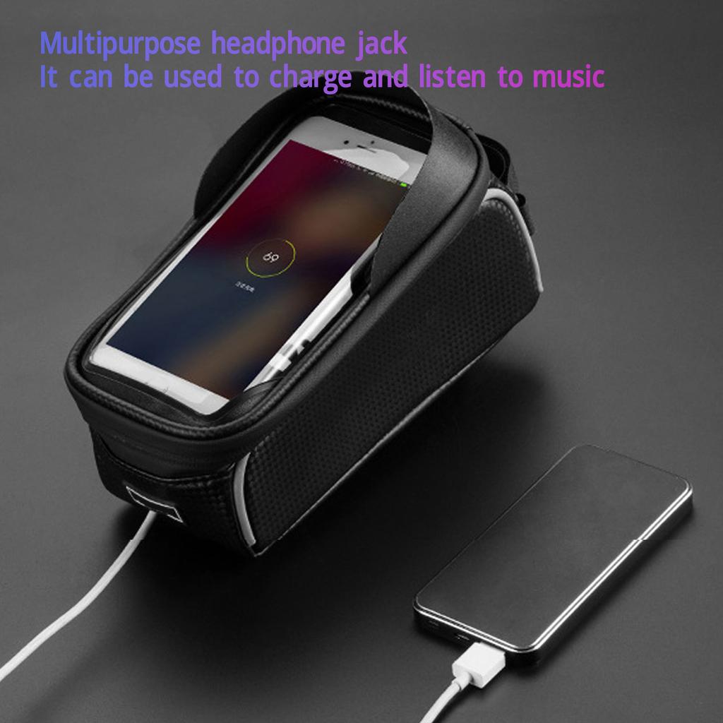 Bike Phone Front Frame Bag Black Top Tube Bike Bag Waterproof Bike Phone Mount for Bike Mountain Bike