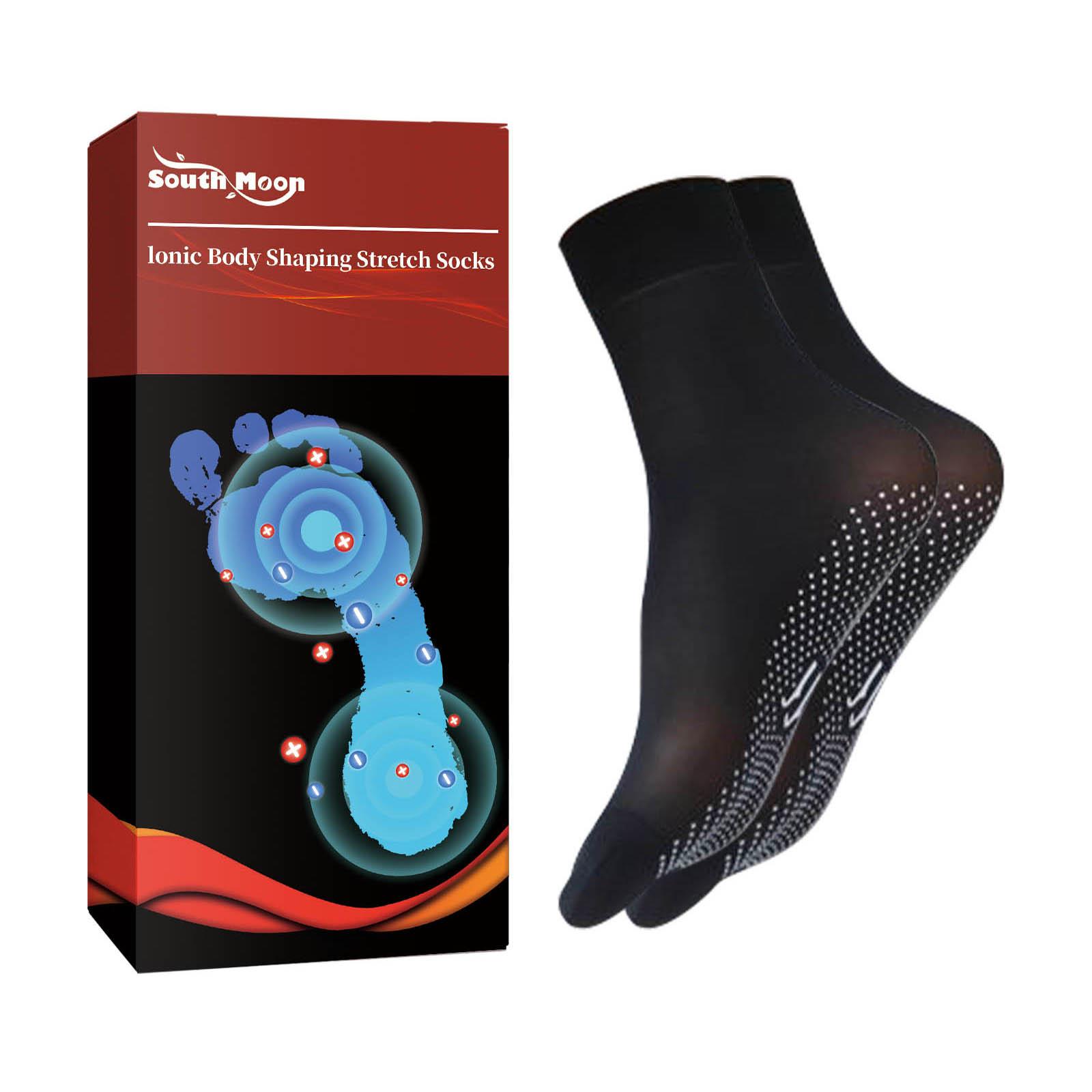 

SOUTH MOON SOA08-A087-1-BK1 Ionic Body Shaping Stretch Socks Fatigue Relief Foot Care Socks A
