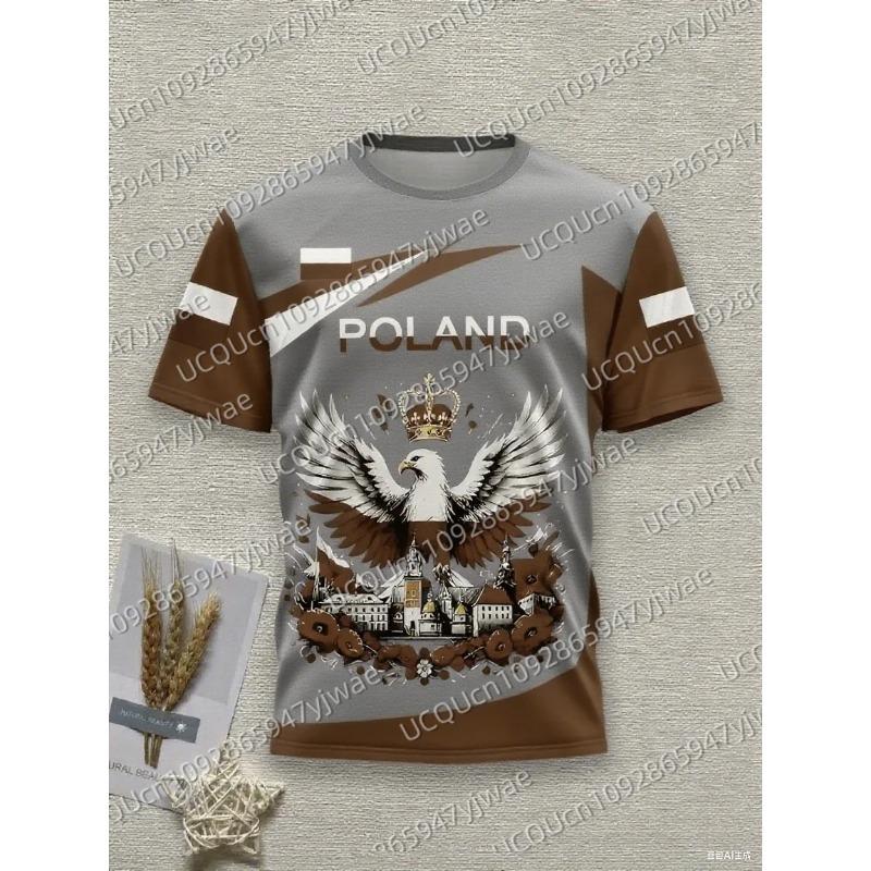 Summer Casual POLAND 3D Graphic Tee Men Women's Casual Short Sleeve Round Neck Children Sport T-shirt Tops