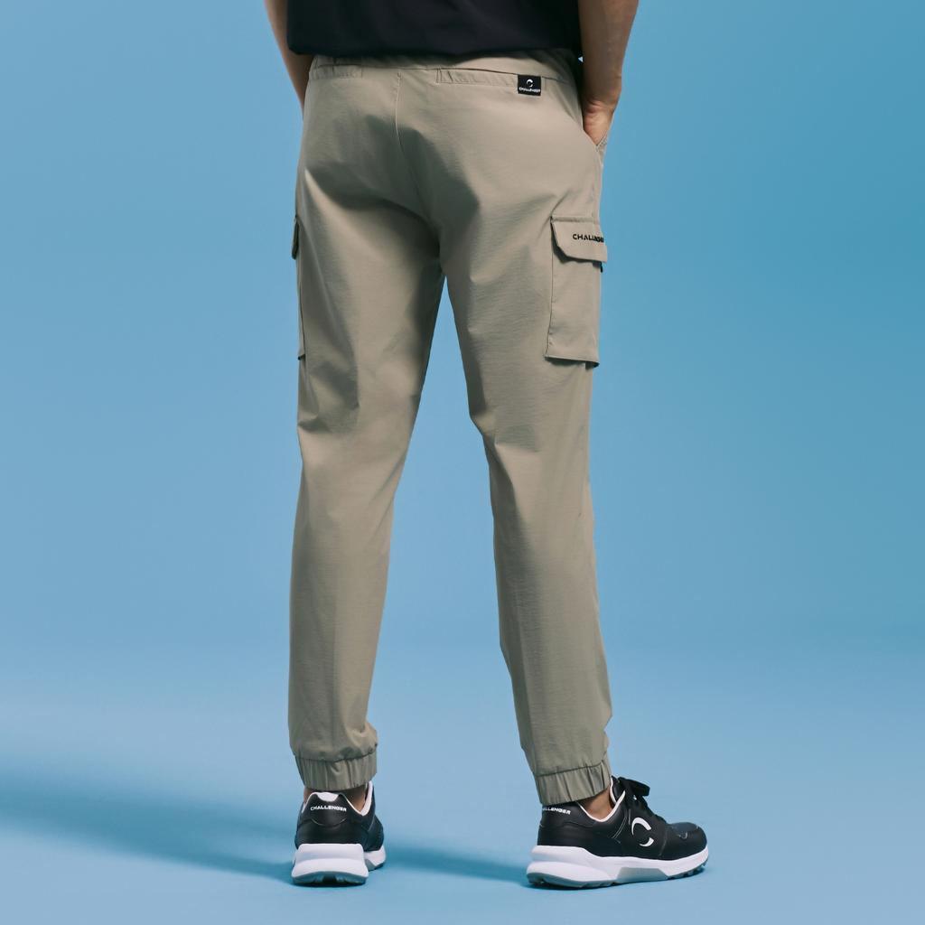 CHALLENGER Men'S Nylon Spandex Out-Pocket Cargo Jogger Pants Beige