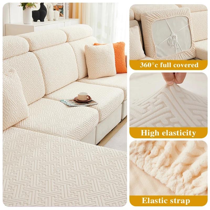 Jacquard Sofa Sitzkissenbezug Stretch Sofabezüge für Wohnzimmer Anti-Katzenkratzer Passend für Stuhl L-Form Ecksofa