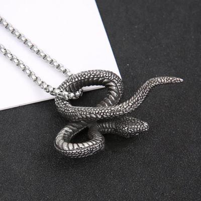 European and American Men's Snake Shaped Pendant Titanium Steel Necklace Jewelry Python Necklace Wrapped Around