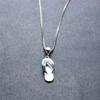 Cute Dainty Small Women Flip Flop Pendant Necklace Blue Fire Opal Stone Pendant Necklaces Bride Jewelry  Sterling Color NecklaceCute