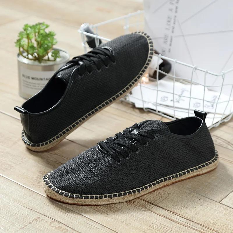 Men Shoes Summer Espadrilles Men Canvas Sneakers New Breathable Fisherman Footwear Mens Slip On Loafers Large Size 47 Sneakers