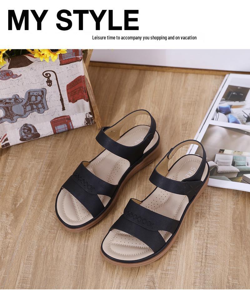 Z637-4 Retro Wedge Heel Sandals: 2025 European & American Lightweight Casual Plus Size Women's Sandals