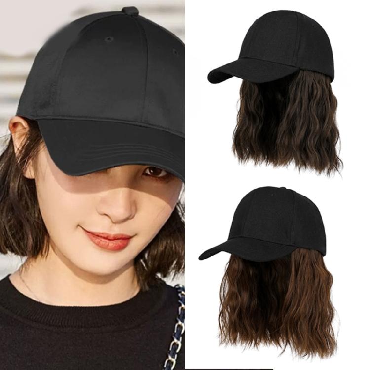 Adjustable Beret Cap with Hair Wig Women Dress Up Wig Hat Sunproof Baseball Cap