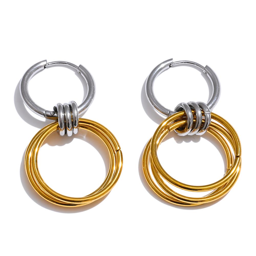 Eetit Distinctive Stainless Steel Double Round Drop Daily Earrings for All Occasions Tarnish Resistant Versatile Trendy Jewelry