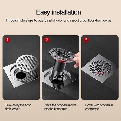 Metal Floor Drain Core Anti Odor Easy Install Basin Drain Filter Odor Control Insect Proof Removable Seal Stopper