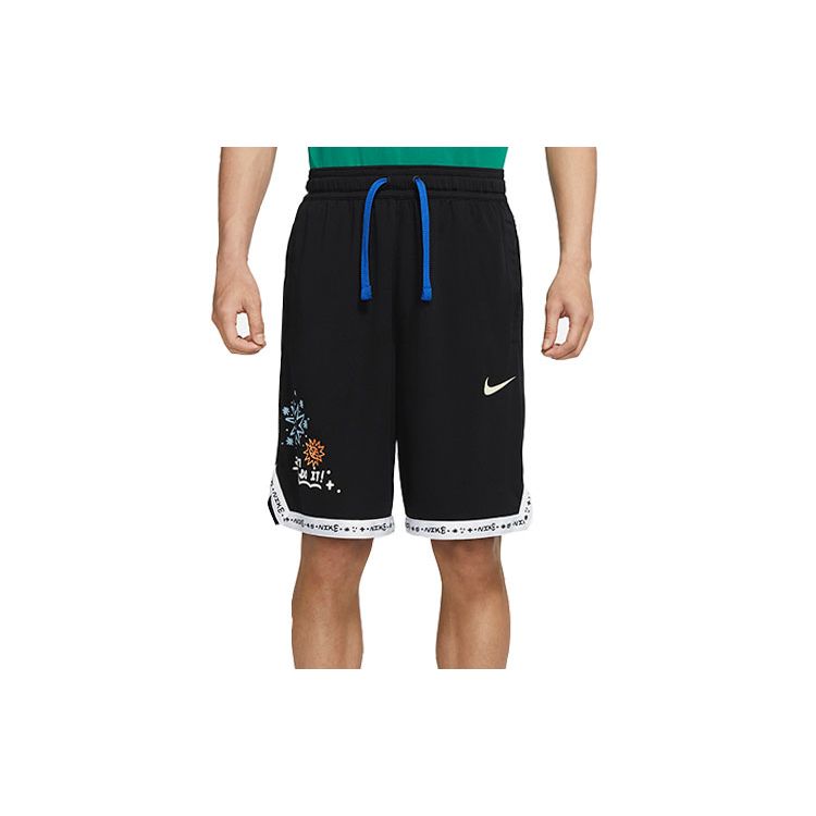 Nike Cartoon Sonnenblumen-Print Lockere Mid-Waist Sportshorts Herrenshorts Schwarz DV3193-010