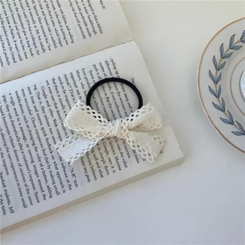 Super Gentle and Versatile  Milk Blue Lace Bow Hair Band Clip Double Ponytail Hair Tie Girl Hair Tie