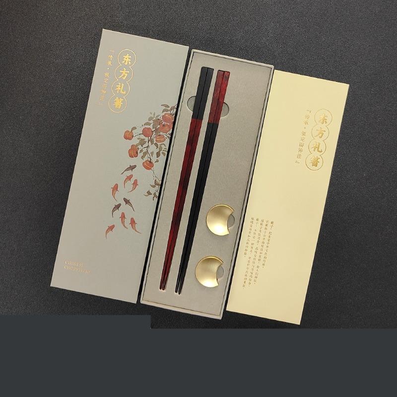 

BEPAN 1 Set Chinese Splicing Chopsticks Literary and Light Luxury Mahogany Gifts Chopsticks Business Souvenirs Household Items