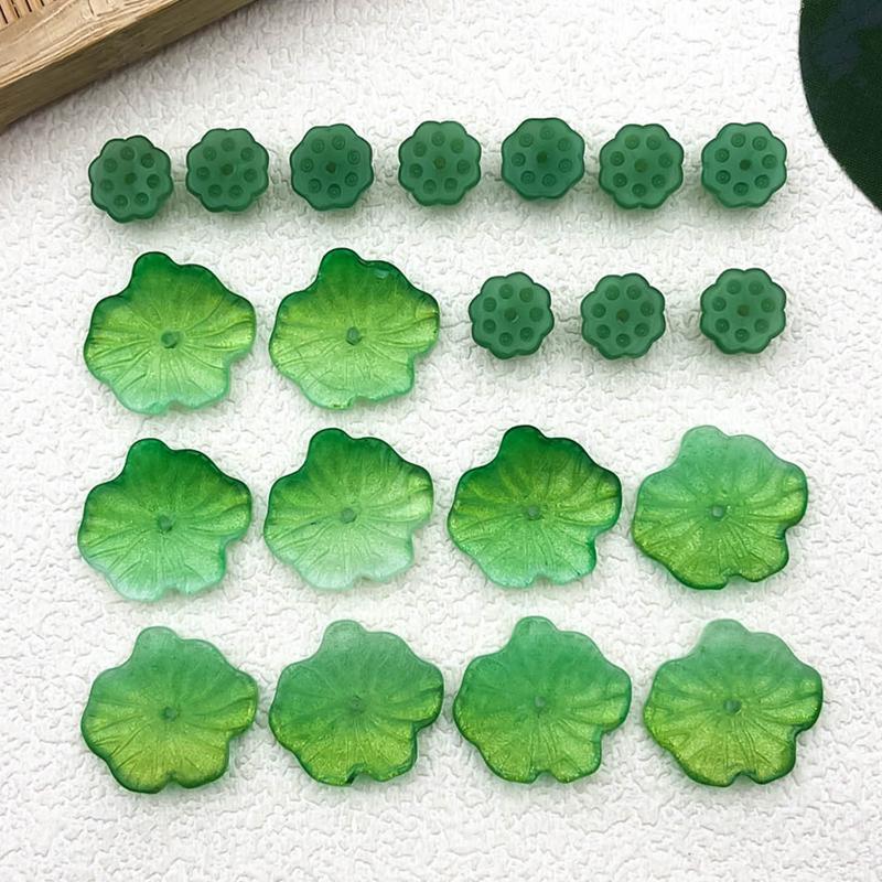 20Pcs Glass Lotus Flower Lotus Seedpod Beads Diy Jewelry Making Supplies Accessories For Handcraft Craft Kit