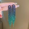 Silver Needle Retro Rhinestone Water Drop Tassel Earrings - Elegant Stud Accessories for Women