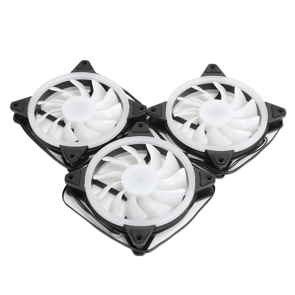 3Pcs Computer Chassis Cooling Fan Mute 6‑Pin Dual RGB Lights with Remote Control 120mm