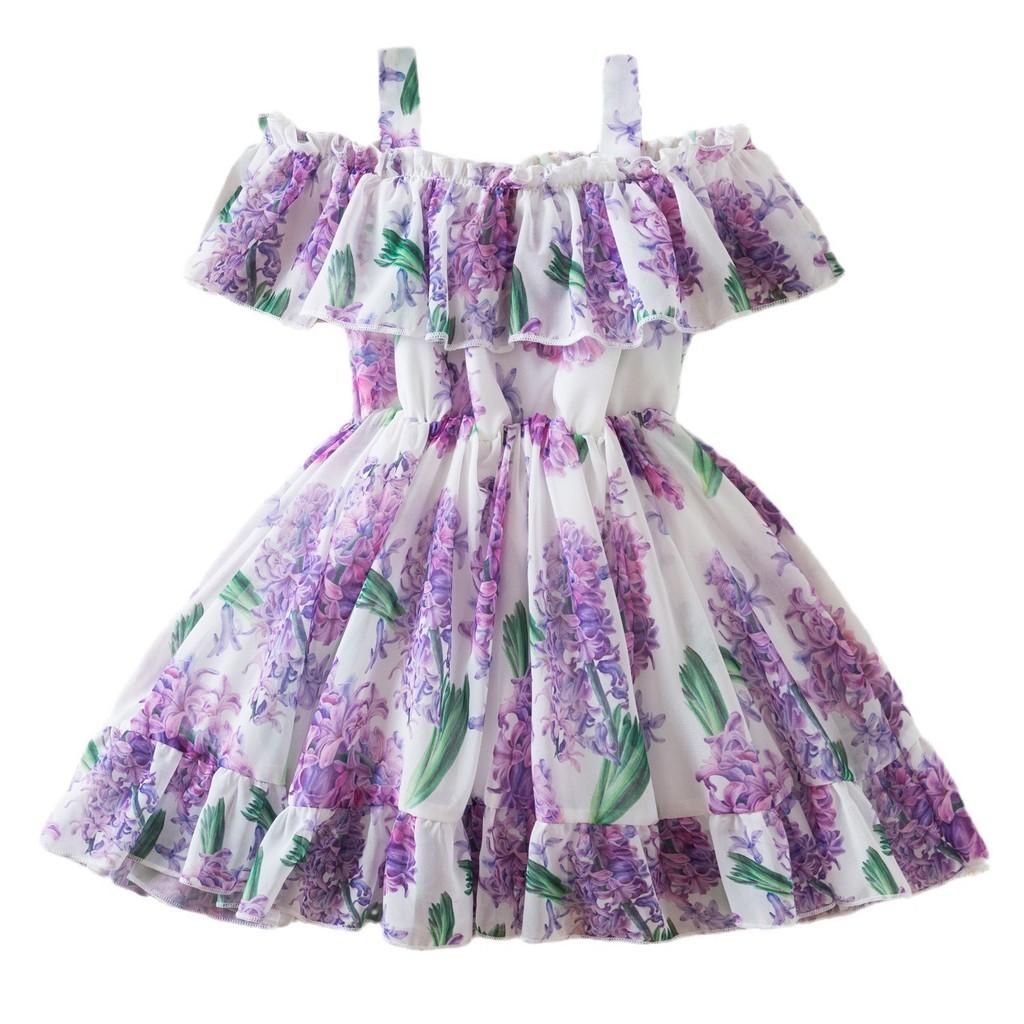 Vestito da Principessa Estivo per Bambine con Tessuto in Chiffon per Bambine Piccole