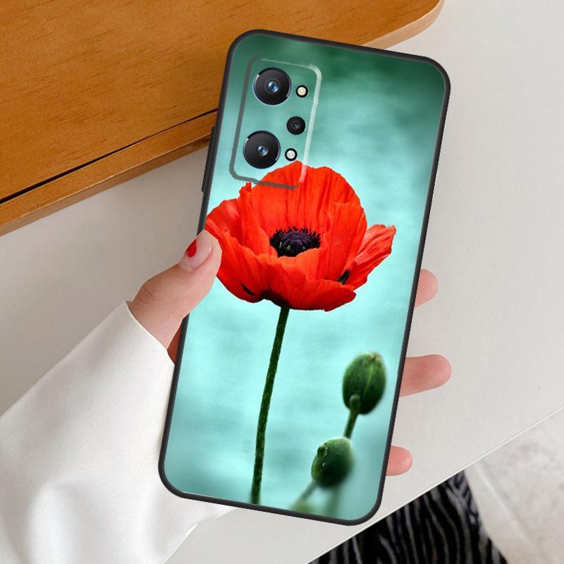 Red Corn Poppy Flower For Realme 15 Pro GT7 GT6 10 11 12 13 14 Pro Plus C67 C63 C61 C55 C51 C53 C35 C75 C65 Case