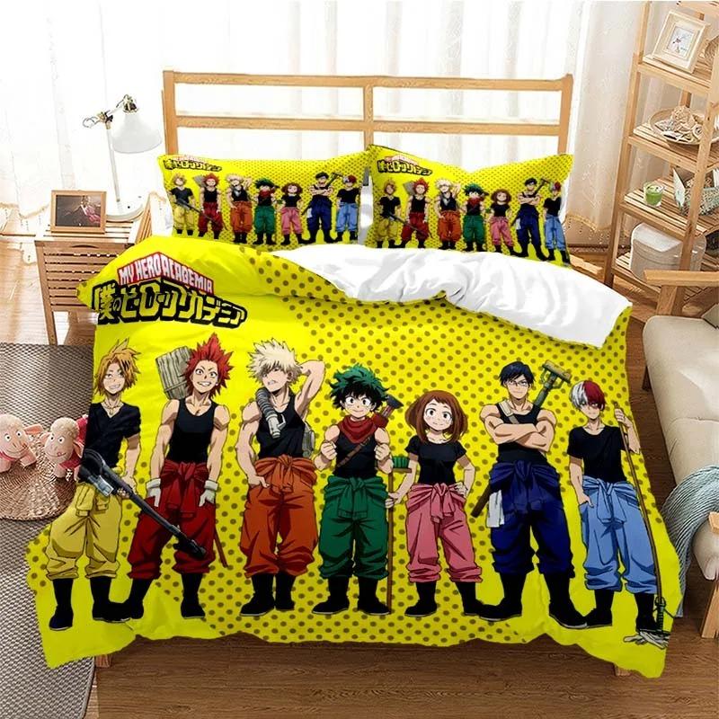 New Anime My Hero Academia Printed Bedding Set Duvet Covers Pillowcases Comforter Bedding Sets Bedclothes Bed Linen Home Textile