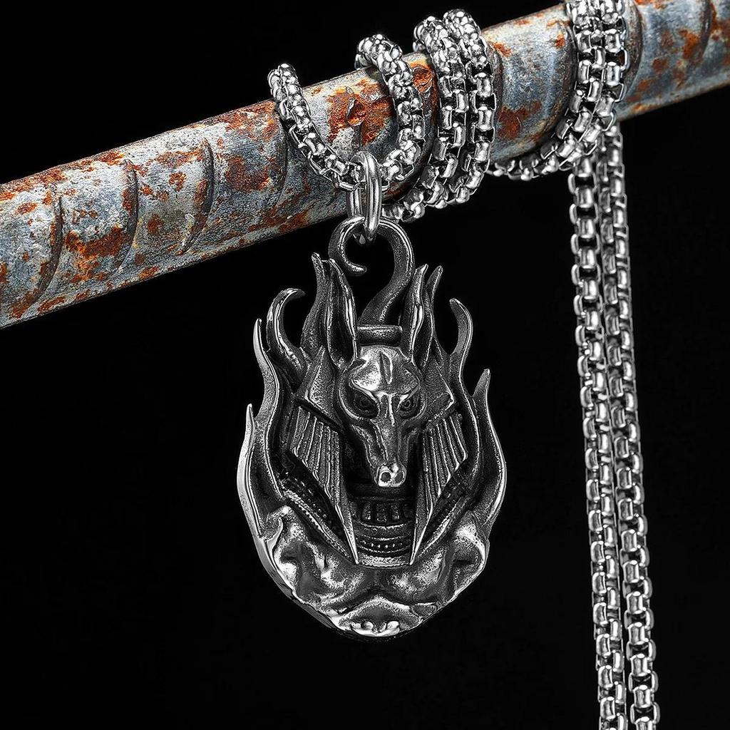 Amulett Talisman Anubis Gud Döden Halsband Hänge Antika Egypten Egyptisk Symbol Evigt Liv skydda väktare Döda