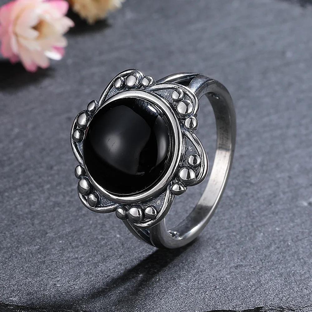 Vintage Onyx Kupferring Boho Retro Schmuck für Damen Herren Partygeschenk Kupferbeschichtete Ringe für den täglichen Gebrauch 8