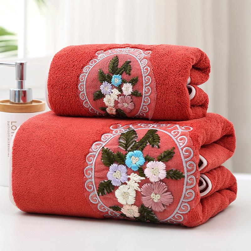 Floral Towel Soft and Absorbent Household Bath Towel, Bathroom Bath Towel, Face Towel, Washcloth,  Bathing, Seaside Bath Towel