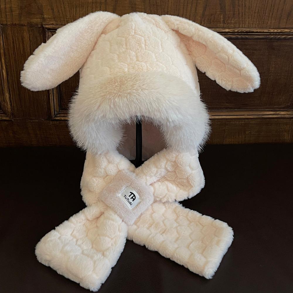 Winter Hooded Hat Scarf Set Thicken Lei Feng Hat Cute Fluffy Bomber Hats For Cold Weather